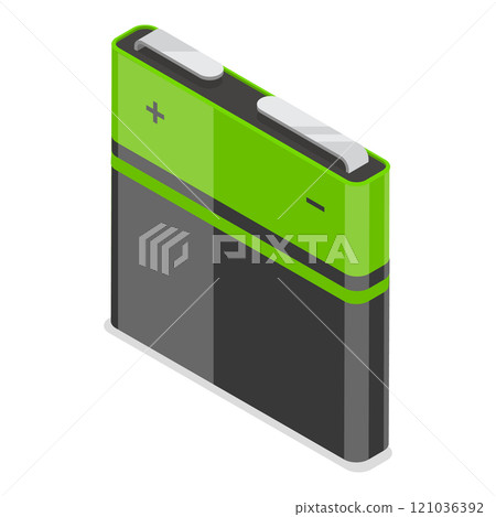 3D Isometric Flat Illustration of Battery Set. Item 6 3D Isometric Flat Illustration of Battery Set. Item 6 121036392