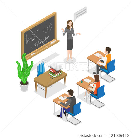 3D Isometric Flat  Illustration of Hybrid or Blended Learning. Item 1 121036410