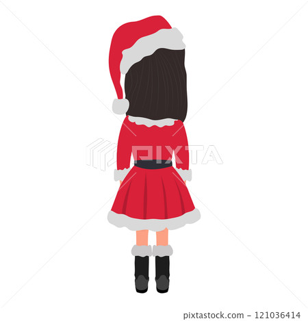 Flat Illustration of Kid Girl Wearing Santa Costume. Item 1 Flat Illustration of Kid Girl Wearing Santa Costume. Item 1 121036414