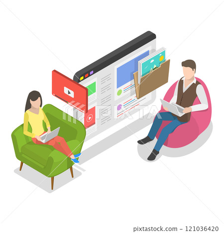 3D Isometric Flat Illustration of Cloud Services. Item 3 3D Isometric Flat Illustration of Cloud Services. Item 3 121036420