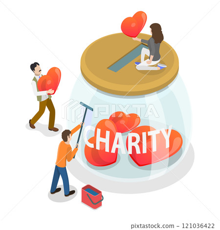 3D Isometric Flat Illustration of Charity Services. Item 2 3D Isometric Flat Illustration of Charity Services. Item 2 121036422