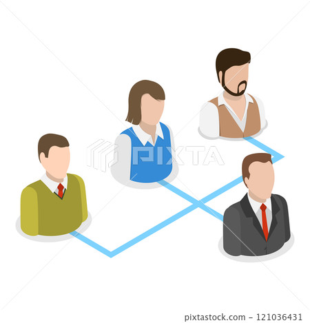 3D Isometric Flat  Illustration of Organization Chart. Item 6 121036431