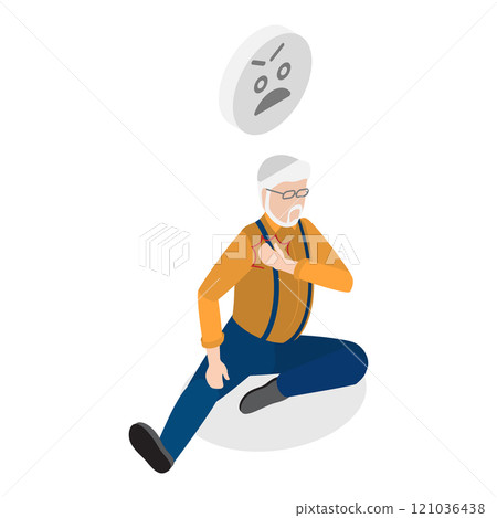 3D Isometric Flat  Illustration of Old People Stumble. Item 4 121036438