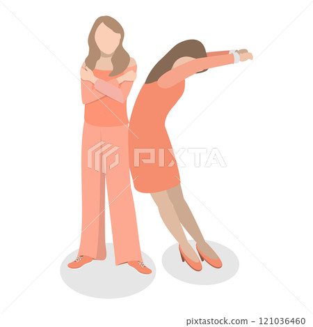 3D Isometric Flat Set of English Alphabet with People. Item 18 3D Isometric Flat Set of English Alphabet with People. Item 18 121036460