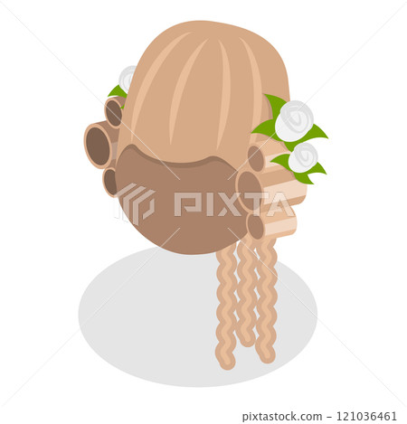 3D Isometric Flat  Set of Elegant And Ornate Hairpieces. Item 4 121036461