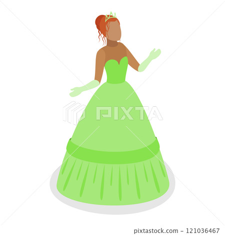 3D Isometric Flat  Set of Princess Characters. Item 2 121036467