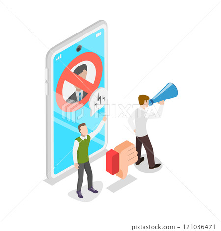 3D Isometric Flat  Illustration of Social Media Behavior. Item 2 121036471