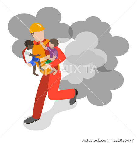 3D Isometric Flat  Set of Rescue Services. Item 5 121036477