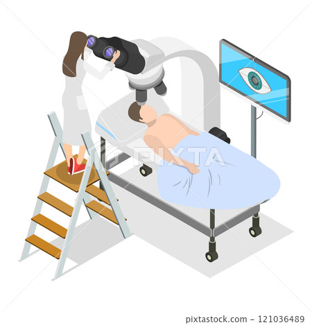 3D Isometric Flat  Illustration of LASIK Surgery. Item 3 121036489