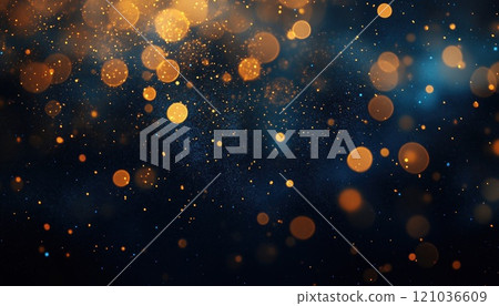 Stunning Gold And Blue Fireworks Display With Bokeh In New Year'S Eve And Ample Copy Space For Abstract Holiday Celebration. 121036609