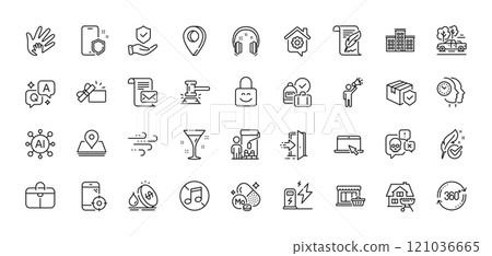 Seo phone, Company and Mail letter line icons pack. AI, Question and Answer, Map pin icons. Painter, Social responsibility, Brand ambassador web icon. Vector 121036665