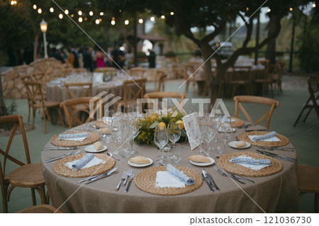 General view of the banquet where a wedding is held 121036730