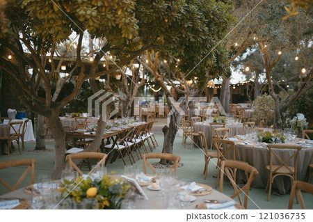 General view of the banquet where a wedding is held 121036735