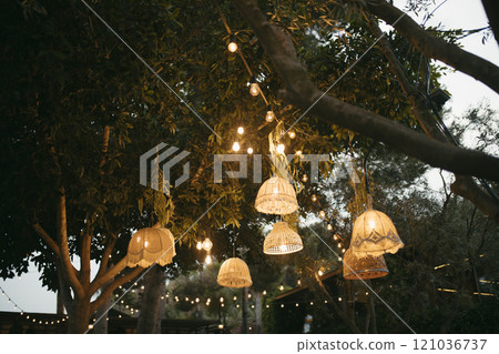 General view of the banquet where a wedding is held 121036737