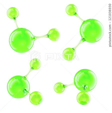 Green molecules set, 3D rendering Green molecules set, 3D rendering 121036930