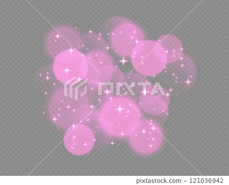 Pink bokeh with stars and sparkles, shiny overlay decoration isolated on grey background. Pink bokeh with stars and sparkles, shiny overlay decoration isolated on grey background. 121036942