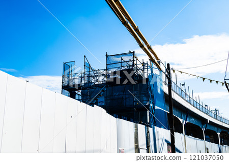 Railway viaduct under construction, around Higashimurayama Station, Tokyo, November 2024, a-2 High saturation contrast 121037050