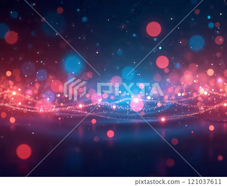 Colorful orbs of light float and merge in a captivating arrangement, creating a stunning visual experience that captivates the viewer's imagination with its dynamic interplay and soothing ambiance. 121037611