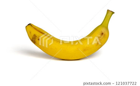 Single ripe banana isolated on white background with shadow Single ripe banana isolated on white background with shadow 121037722