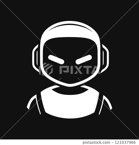 Angry robot icon. Black and white technology logo. Minimal vector logo design 121037966