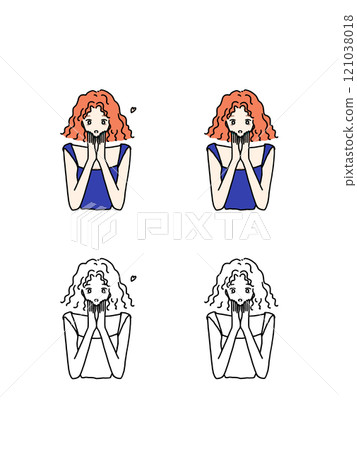 Upper body illustration of a surprised woman Upper body illustration of a surprised woman 121038018