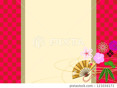 日式背景梅花扇子 日式背景梅花扇子 121038171