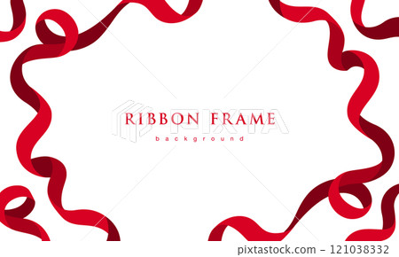 A red ribbon frame inspired by Mother's Day. Background material with stylish ribbon decorations. A red ribbon frame inspired by Mother's Day. Background material with stylish ribbon decorations. 121038332
