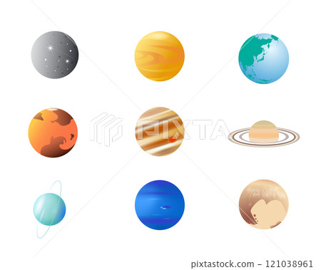 簡單多彩的太陽系行星插圖集 121038961