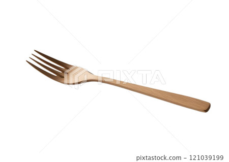wooden fork on isolate transparency background, PNG 121039199