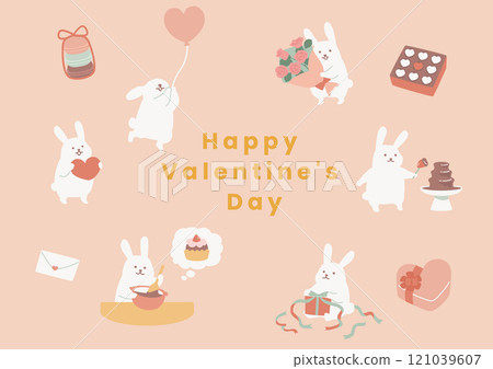情人節插圖集兔子和巧克力 情人節插圖集兔子和巧克力 121039607