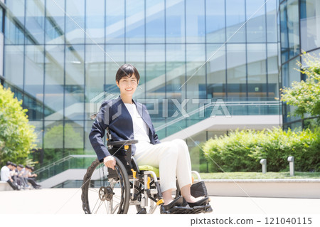 Wheelchair user in a suit 121040115