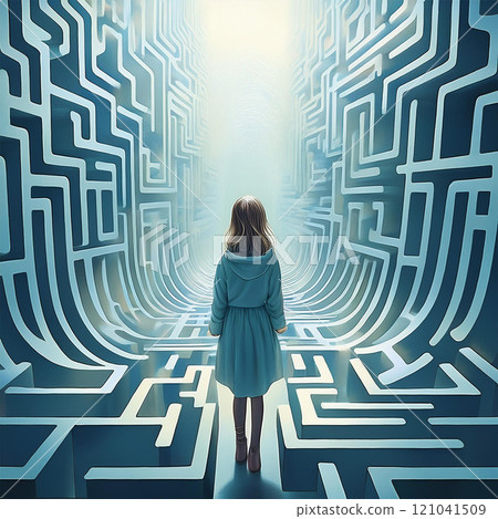 A girl lost in a giant maze 121041509