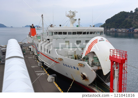 Car ferry (Orange Shikoku) anchored at Yawatahama Port 121041816