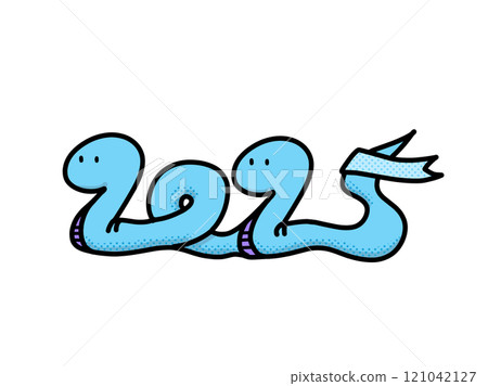 2025年形狀蛇插畫藍色 2025年形狀蛇插畫藍色 121042127