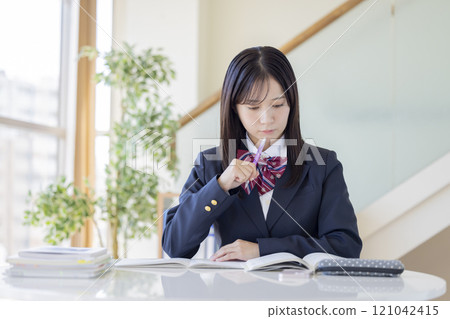 Educational image: High school girl studying 121042415