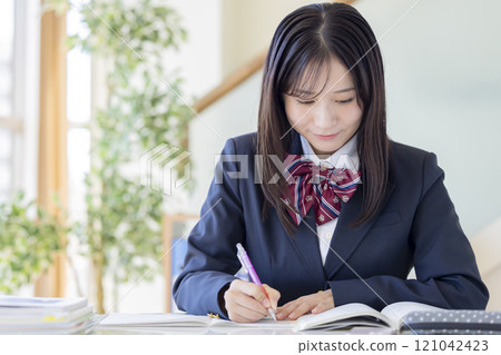 Educational image: High school girl studying 121042423