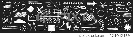 Arrow brush line chalk sketch texture brush vector set. Crayon marker scribble sketch stroke arrow element line brush hand drawn design. Texture abstract chalk, crayon style. Vector Arrow brush line chalk sketch texture brush vector set. Crayon marker scribble sketch stroke arrow element line brush hand drawn design. Texture abstract chalk, crayon style. Vector 121042529