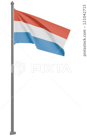 3D illustration of the Grand Duchy of Luxembourg fluttering flag (front view) 3D illustration of the Grand Duchy of Luxembourg fluttering flag (front view) 121042715