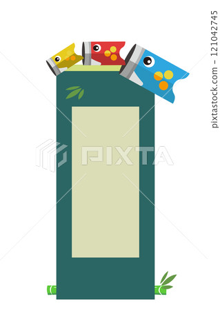 Illustration of a hanging scroll with carp streamers Illustration of a hanging scroll with carp streamers 121042745
