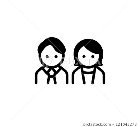 Simple icon illustration of men and women in suits Vector Simple icon illustration of men and women in suits Vector 121043278