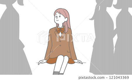 A female student sitting at her own pace 121043369