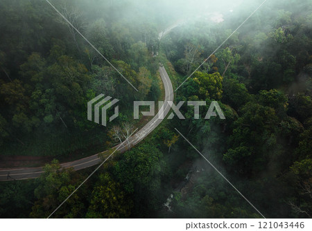 Aerial view of the road in the morning 121043446