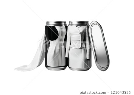 Open tin can on white background. on isolate transparency background, PNG 121043535