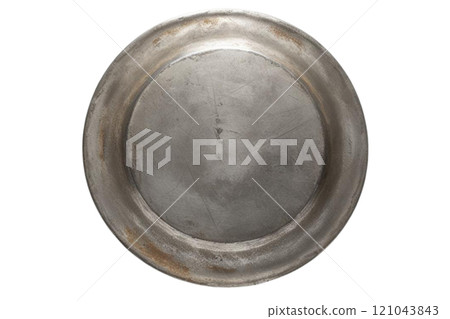 old metal plate on white background old metal plate on white background 121043843