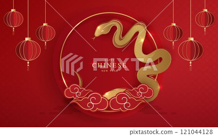 Chinese new year 2025 of the snake banner template design with snake, chinese lantern and chinese fan red background. red traditional chinese vector design with snake. Chinese new year 2025 of the snake banner template design with snake, chinese lantern and chinese fan red background. red traditional chinese vector design with snake. 121044128