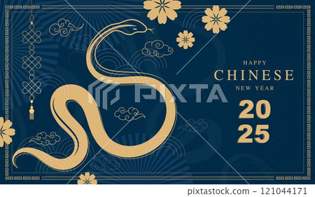 Chinese new year 2025 modern art design set in blue gold background. Lunar new year 2025 for cover, card, poster website, calendar and banner. symbol of of the snake. vector design. Chinese new year 2025 modern art design set in blue gold background. Lunar new year 2025 for cover, card, poster website, calendar and banner. symbol of of the snake. vector design. 121044171
