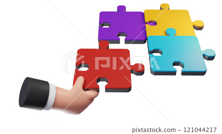 hand with puzzle 121044217