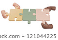 Team work diversity concept. hand hold jigsaw puzzle 121044225