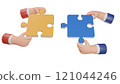 Jigsaw puzzle blue and yellow piece for connect. business connection concept. 121044246