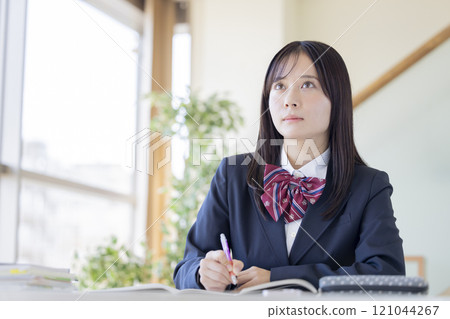 Educational image: High school girl studying 121044267